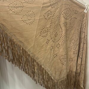 Suede Shaw NWT fringe and paisley pattern